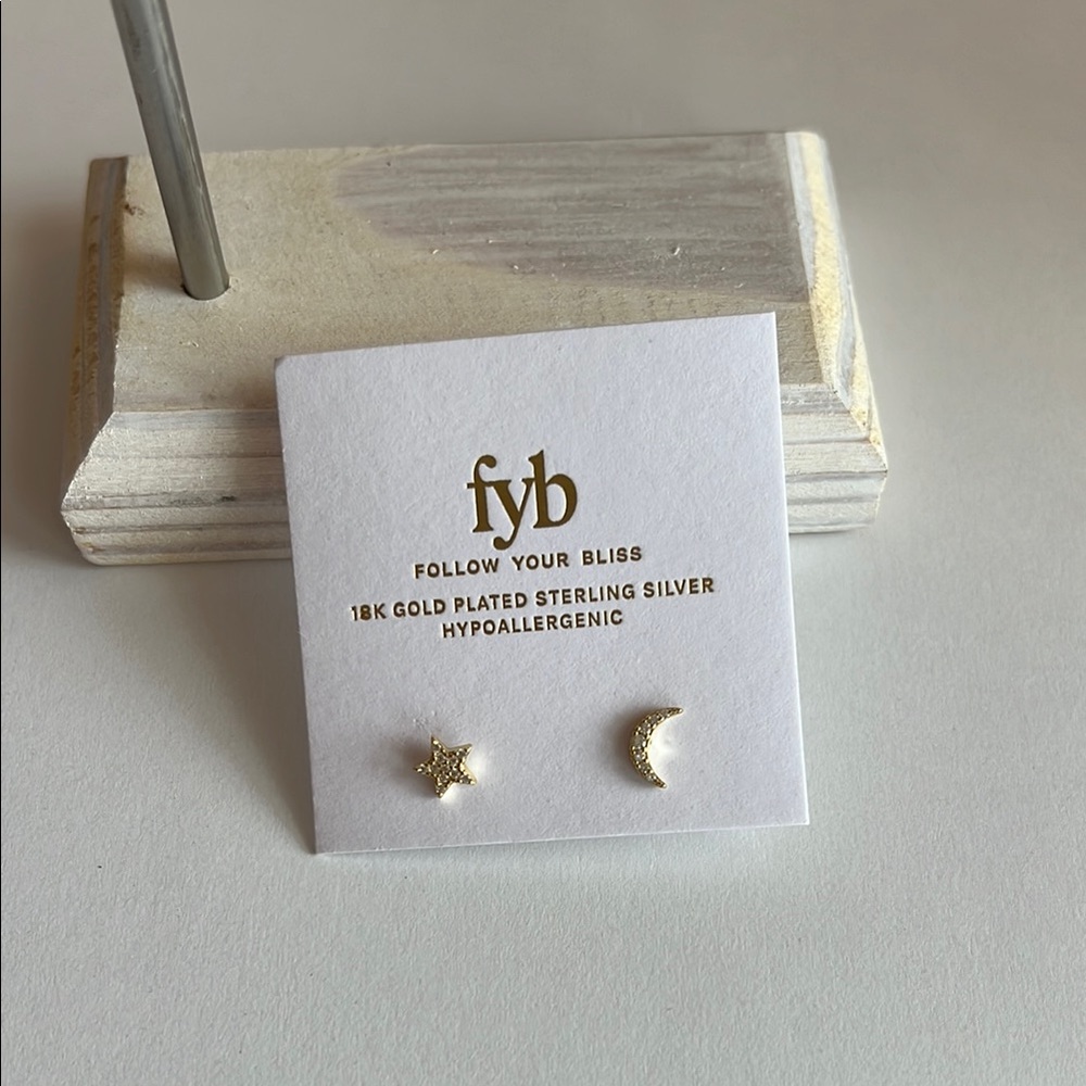 Gold Star and Moon Earrings